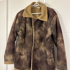 Men's Brown Tie-Dye Pea Coat